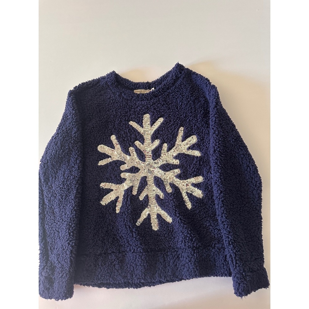 Chance or Fate Sequin Snowflake Holiday Christmas Cozy Pullover‎ Fleece